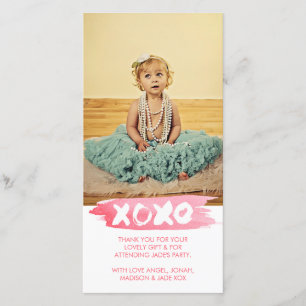 XOXO Watercolor Kusjes Knuffels Dank Je Wel Fotoka Bedankkaart