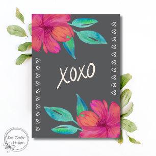 XOXO Waterverf Bloemen Jubileum Kaart
