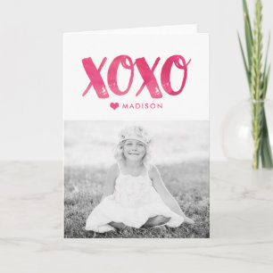 XOXO Waterverf gevouwen Valentijnsdag fotokaart Feestdagen Kaart