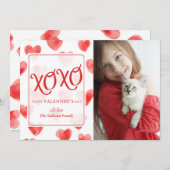 XOXO Waterverf Harten Valentijnsdag kaart (Voorkant / Achterkant)