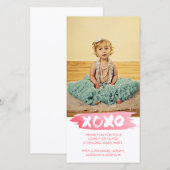 XOXO Waterverf Kisses Hugs Hartelijk dank Bedankkaart (Voorkant / Achterkant)