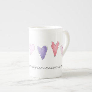 xoxo waterverf roze gele harten vechtliefde porselein kop