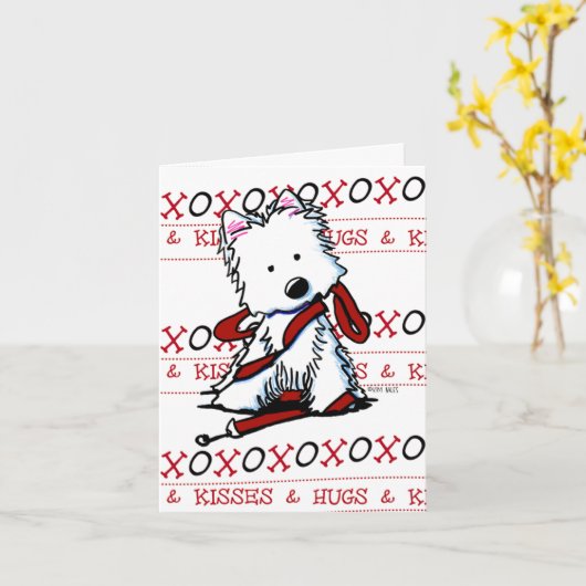 XOXO Westie Note Kaart (Gele Bloem)