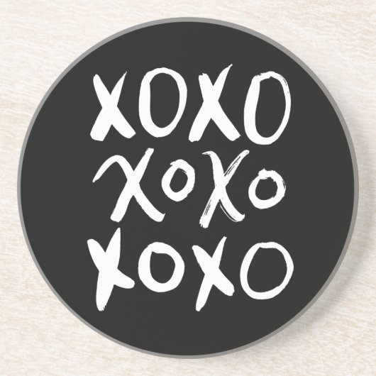XOXO | White Brush Script Zandsteen Onderzetter (Voorkant)