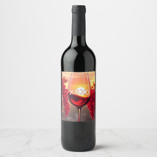 XOXO Wine Design: Vier liefde en elegantie Wijn Etiket (Voorkant)
