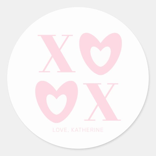 XOXO wit roze harten modern meisjesachtig op maat Ronde Sticker (Voorkant)