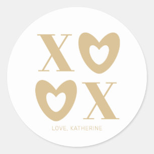 XOXO witgouden harten typografie modern custom Ronde Sticker