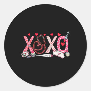 Xoxo Xo Xo Nurse Valentijn Mannen Vrouwen Kinder Ronde Sticker