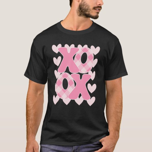 XoXo XoXo Valentijnsdag Love Vibes Retro Gecontrol T-shirt (Voorkant)