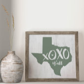 XOXO, Y'all - Cactus Green Texas State Shape Poster