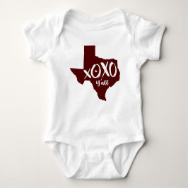 XOXO, Y'all - Maroon Texas State Shape Romper