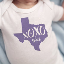 XOXO, Y'all - Periwinkle Paarse Texas State Shape