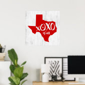 XOXO, Y'all - Red Texas State Shape Poster (Thuiskantoor)