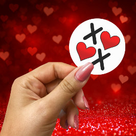 XOXO zinsnede belettering met rode harten Ronde Sticker