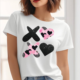 Xoxo Zwart en Roze Valentijnsdag T-shirt