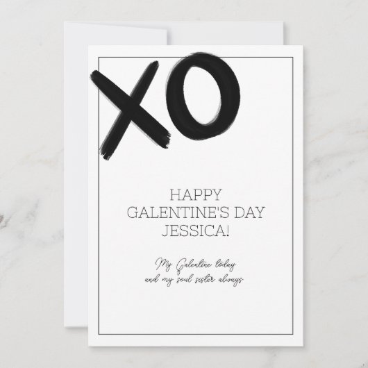 XOXO Zwart en Wit Beste Vriendin Naam Galentine's  Feestdagenkaart (Voorkant)