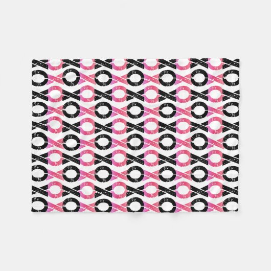 XOXO | Zwart-roze patroon Fleece Deken (Voorkant (Horizontaal))