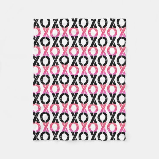 XOXO | Zwart-roze patroon Fleece Deken (Voorkant)