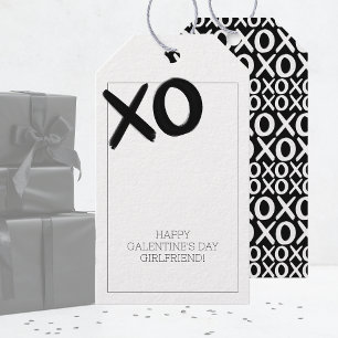 XOXO Zwart-wit Beste Vrienden Galentijnsdag Cadeaulabel