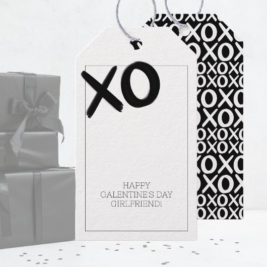 XOXO Zwart-wit Beste Vrienden Galentijnsdag Cadeaulabel
