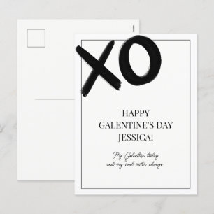 XOXO Zwart-wit Bestie Naam Galentijn's Day Feestdagenkaart