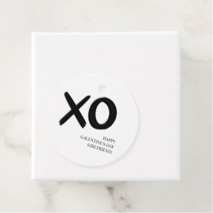 XOXO Zwart-wit Eenvoudige Bestie Galentijnsdag Bedankjes Labels