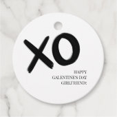 XOXO Zwart-wit Eenvoudige Bestie Galentijnsdag Bedankjes Labels (Voorkant)