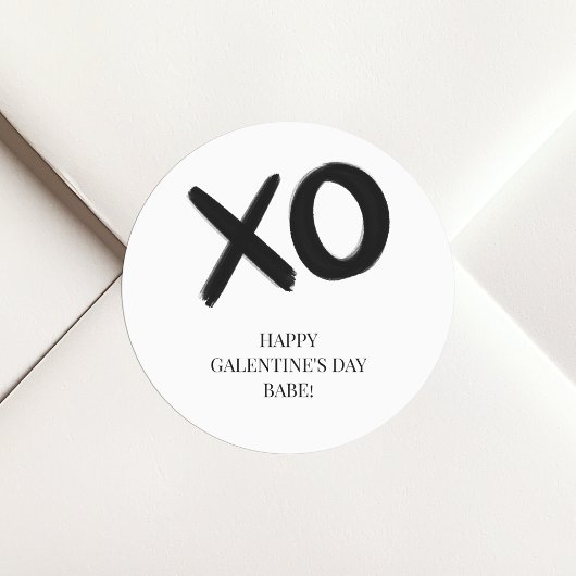 XOXO Zwart-wit Happy Galentine's Day Babe Ronde Sticker
