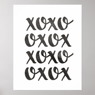 Xoxo zwart-wit typografie poster Print