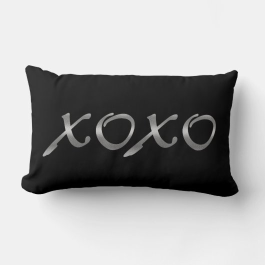XOXO's in zilver en zwart Kussen (Voorkant)