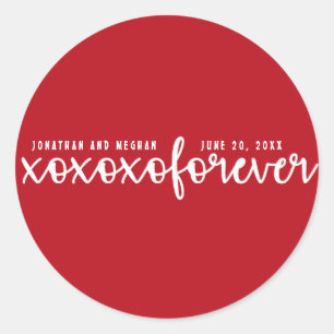XOXOXO voor altijd rood en wit gepersonaliseerde b Ronde Sticker
