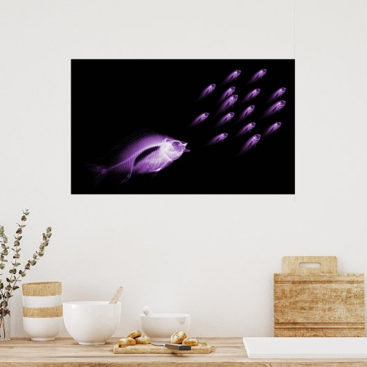XRAY FISH CHASE BLACK PAARS POSTER (Keuken)