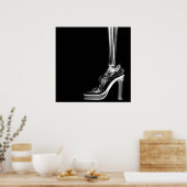XRAY HIGH HEEL LADY SKELETON FOOT B&W POSTER (Keuken)