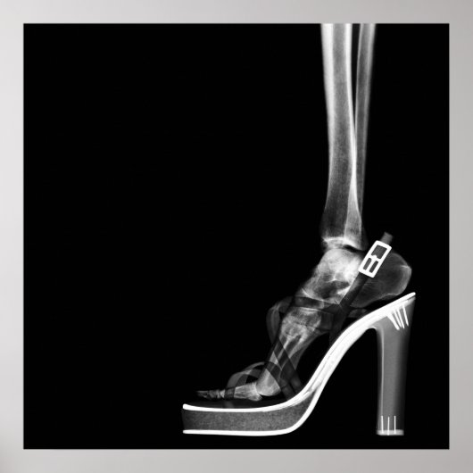 XRAY HIGH HEEL LADY SKELETON FOOT B&W POSTER (Voorkant)