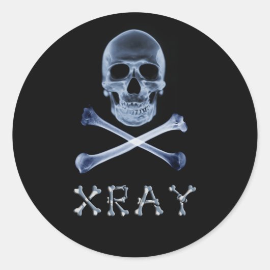 XRAY PIRATE Flag RADIOLOGY JOLLY ROGER Ronde Sticker (Voorkant)