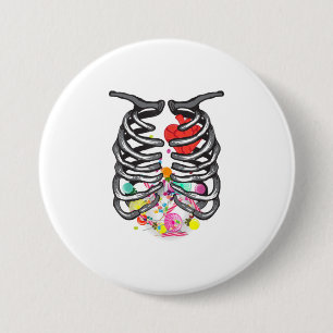 XRay Skeleton Snoep Shirt Halloween Rib Cag Ronde Button 7,6 Cm