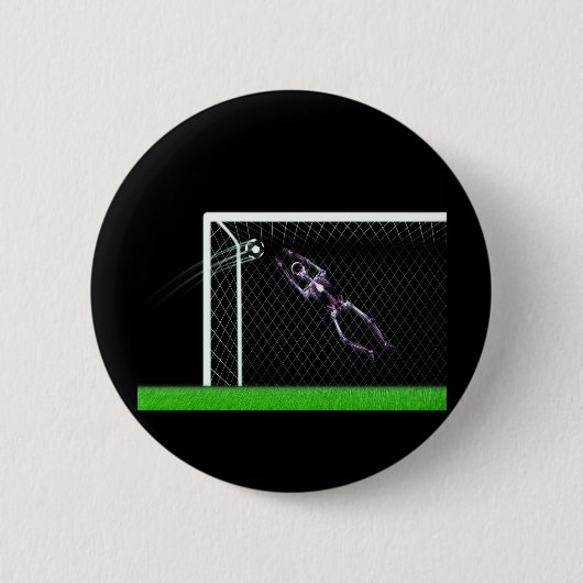 XRAY SKELETON SOCCER GOALIE ORIGINEEL RONDE BUTTON 5,7 CM (Voorkant)