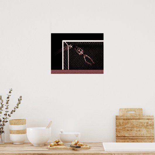 XRAY SKELETON SOCCER GOALIE RED POSTER (Keuken)