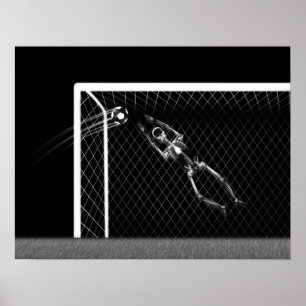 XRAY SKELETON SOCCER GOALIE WHITE BLACK POSTER