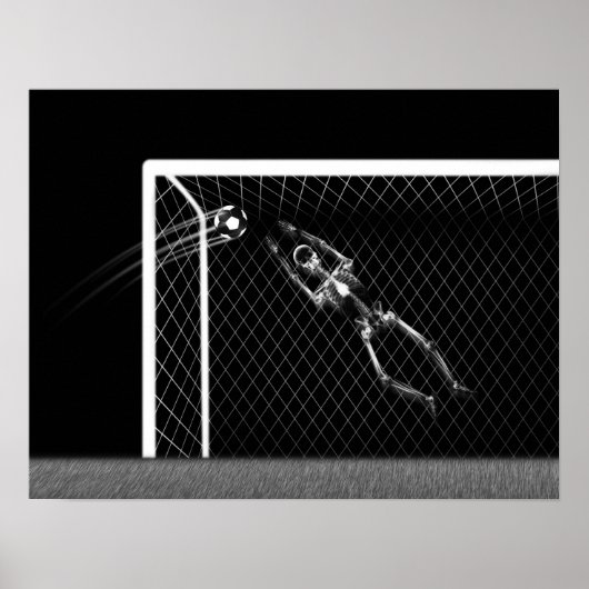 XRAY SKELETON SOCCER GOALIE WHITE BLACK POSTER (Voorkant)