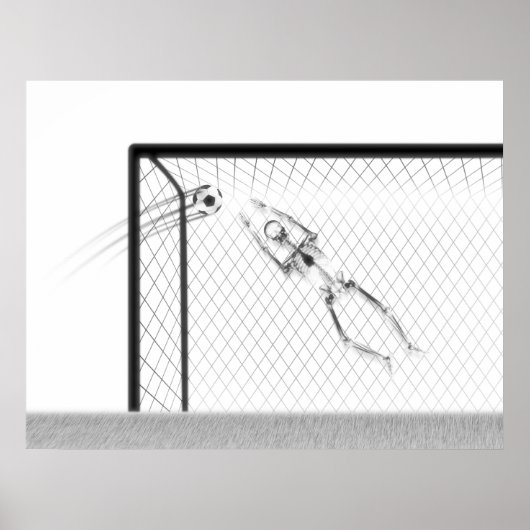 XRAY SKELETON SOCCER GOALIE WHITE BLACK POSTER (Voorkant)