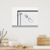XRAY SKELETON SOCCER GOALIE WHITE BLACK POSTER (Keuken)