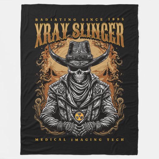 XRay Slinger Skelet Cowboy Fleece Deken (Voorkant)