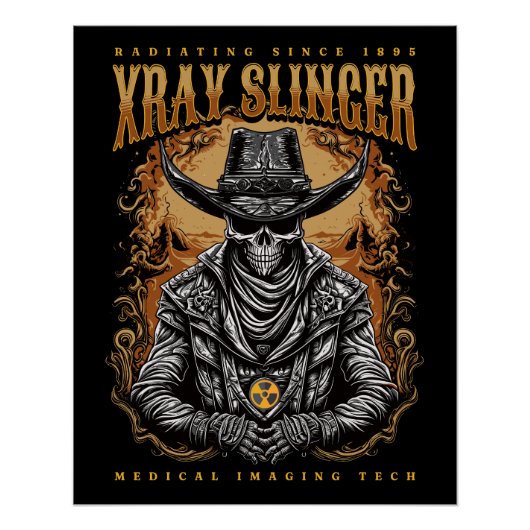 XRay Slinger Skelet Cowboy Perfect Poster (Voorkant)