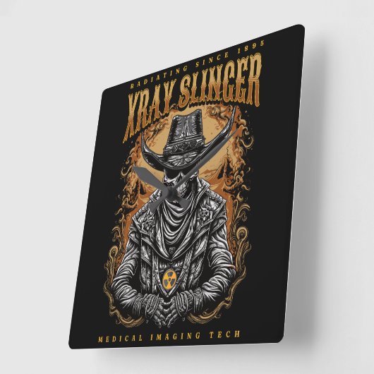 XRay Slinger Skelet Cowboy Vierkante Klok (Hoek)