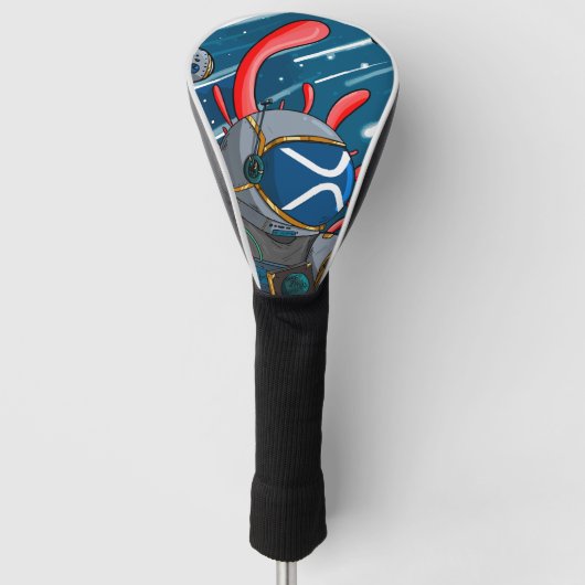 XRP Astronaut NAAR DE MAAN - XRP cryptocurrency Golfheadcover (Voorkant)