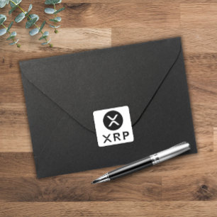 XRP Crypto-valuta zwart en wit Vierkante Sticker