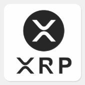 XRP Crypto-valuta zwart en wit Vierkante Sticker (Voorkant)