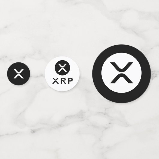 XRP Crypto Valuta Zwart Witte Tafel Confetti (Voorkanten)