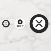 XRP Crypto Valuta Zwart Witte Tafel Confetti (Achterkanten)